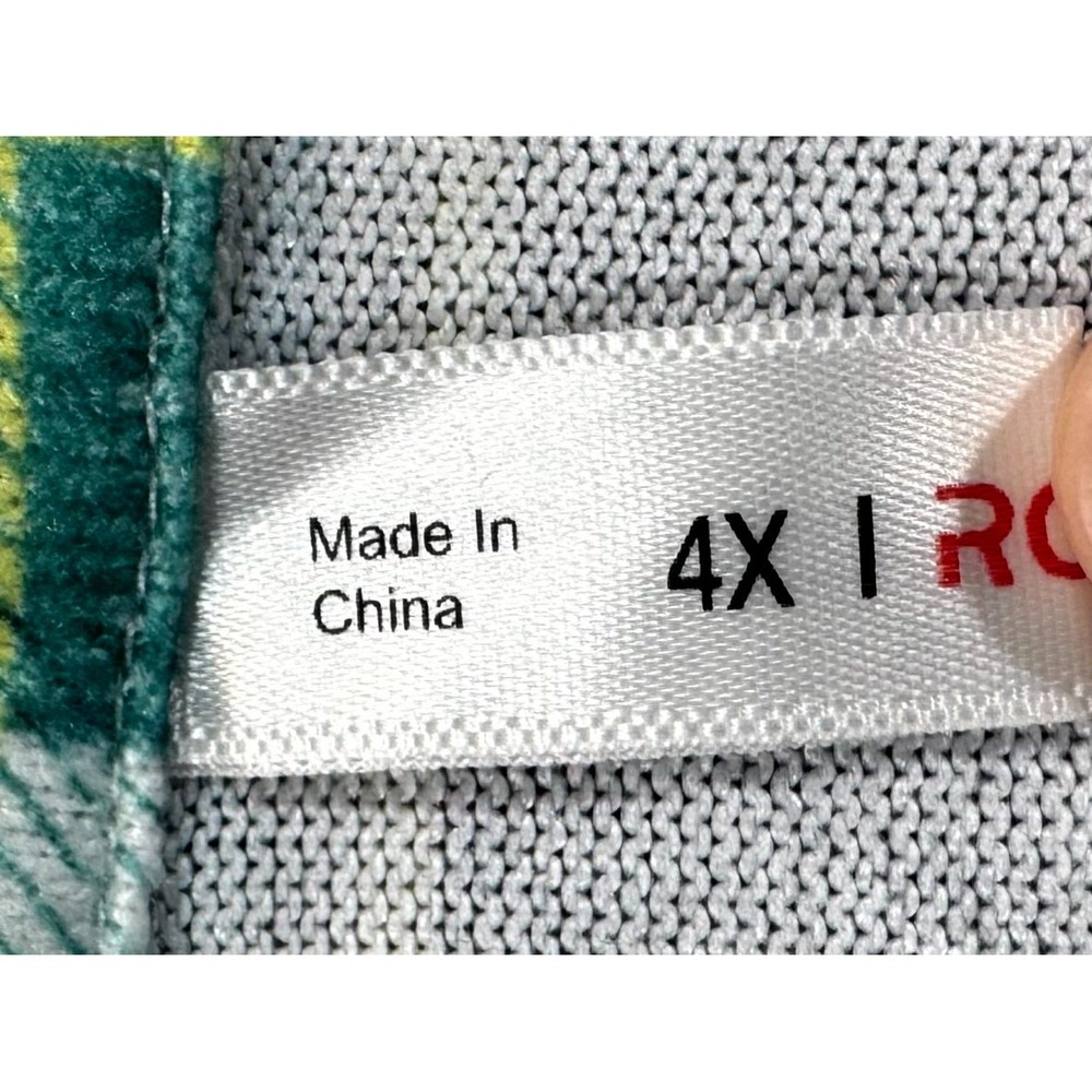 Rose Gal Womens 22 Plaid Stretch V Neck High Low Hem Blouse Top Green Multi - Picture 4 of 14